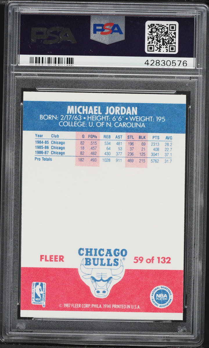 1987 Fleer Basketball Michael Jordan #59 PSA 10 GEM MINT