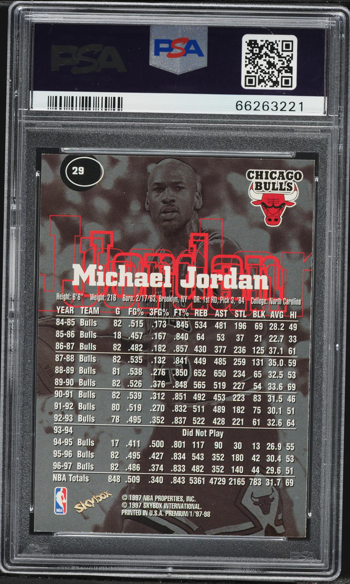1997 Skybox Premium Michael Jordan #29 PSA 10 GEM MINT