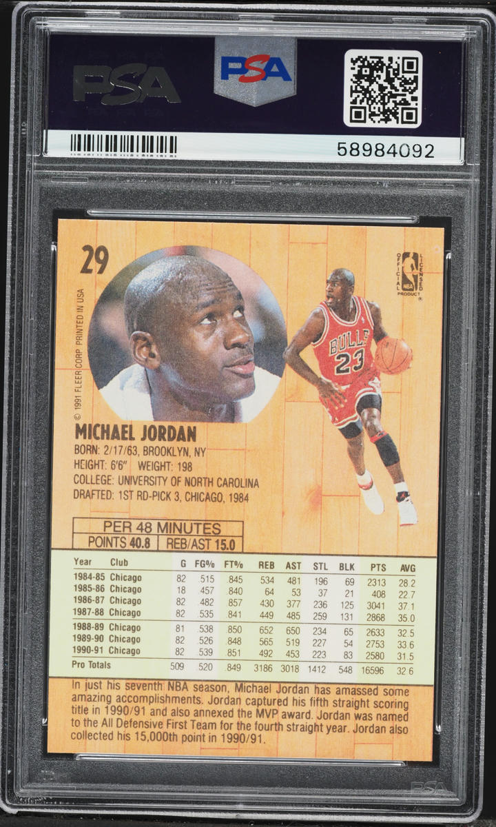 1991 Fleer Basketball Michael Jordan #29 PSA 10 GEM MINT on