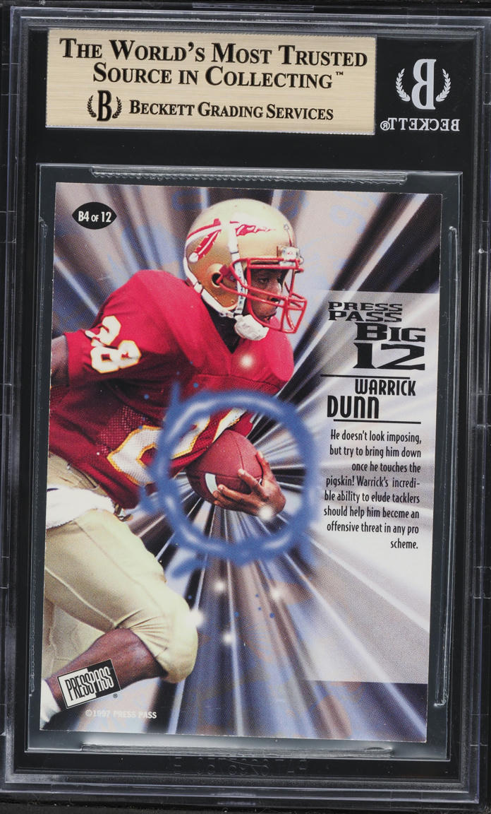 1997 Press Pass Big 12 Warrick Dunn ROOKIE #B4 BGS 9.5 GEM MINT