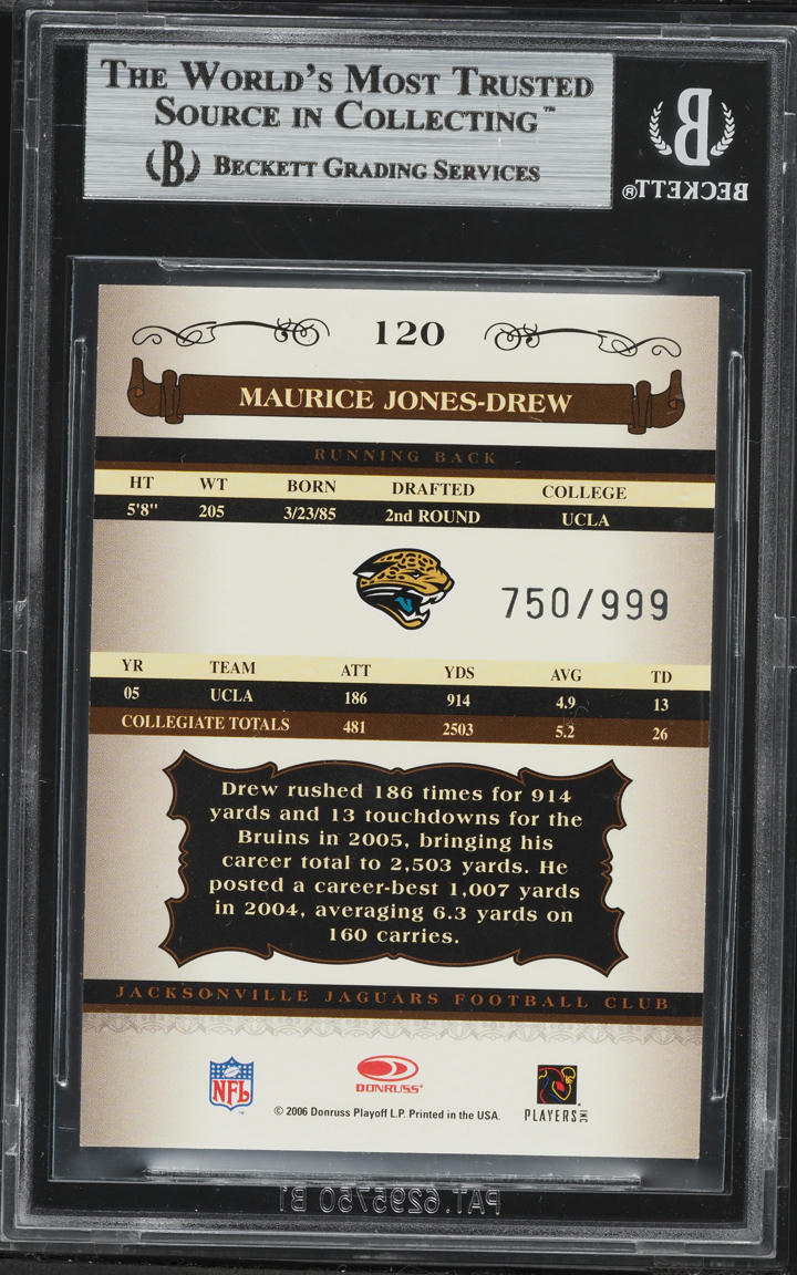 2006 Donruss Classics Maurice Drew ROOKIE /999 #120 BGS 9 MINT