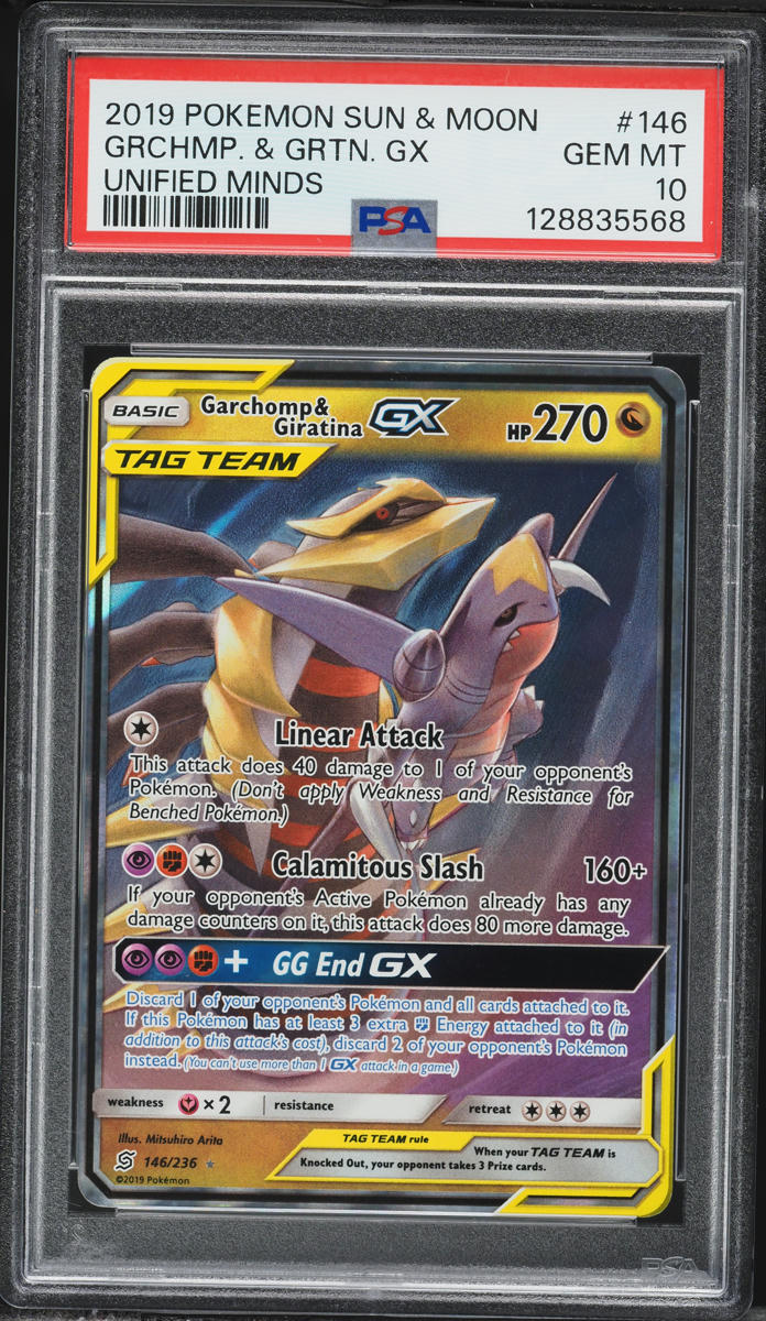 2019 Pokemon Sun & Moon Unified Minds Garchomp & Giratina GX #146 PSA 10 GEM MINT