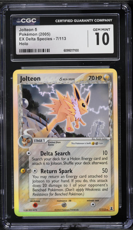 2005 Pokemon EX Delta Species Reverse Holo Jolteon #7 CGC 10 GEM MINT on Fanatics Collect 2005 Pokemon EX Delta Species Reverse Holo Jolteon #7 CGC 10 GEM MINT on Fanatics Collect