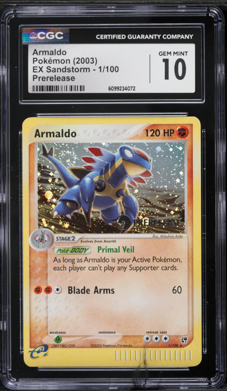 2003 Pokemon EX Sandstorm Prerelease Armaldo #1 CGC 10 GEM MINT