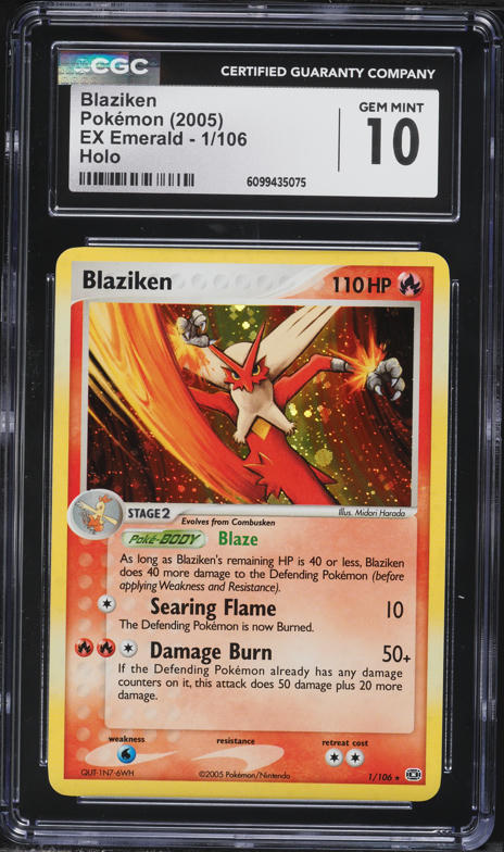 2005 Pokemon Ex Emerald Holo Blaziken #1 CGC 10 GEM MINT on