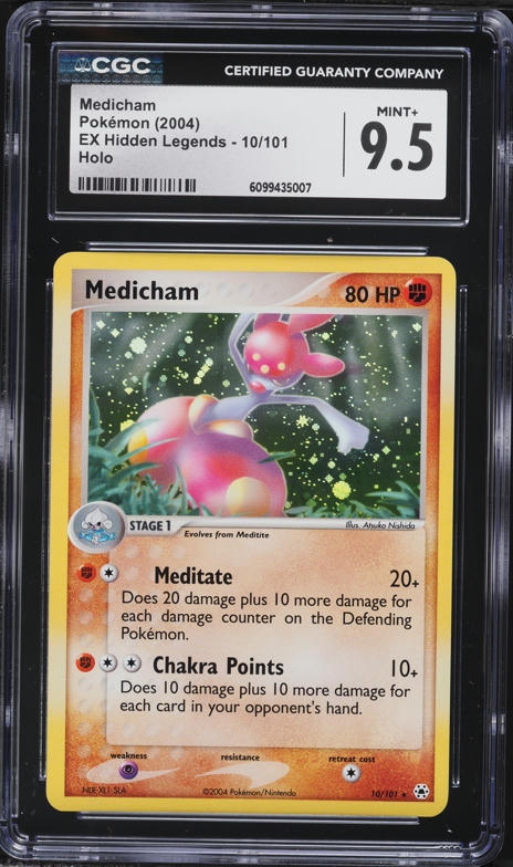 2004 Pokemon EX Hidden Legends Holo Medicham #10 CGC 9.5 MINT+