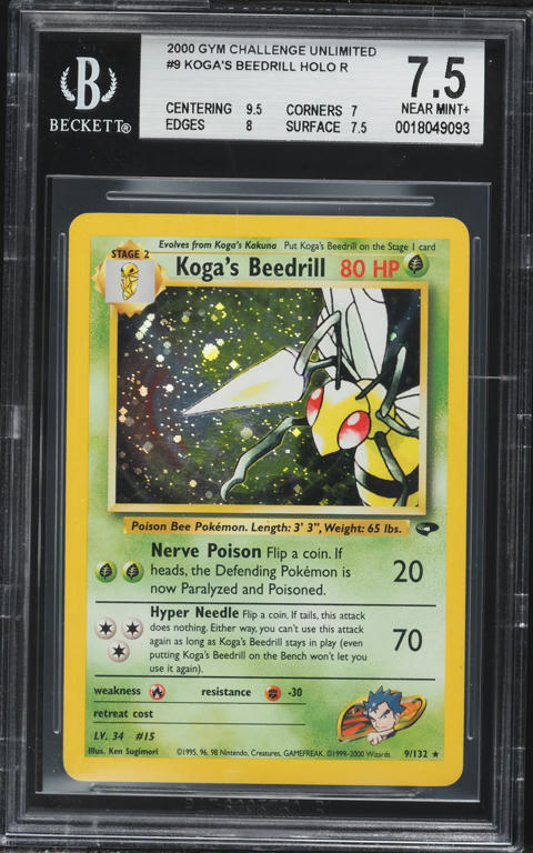 2000 Pokemon Gym Challenge Holo Koga's Beedrill #9 BGS 7.5 NRMT+