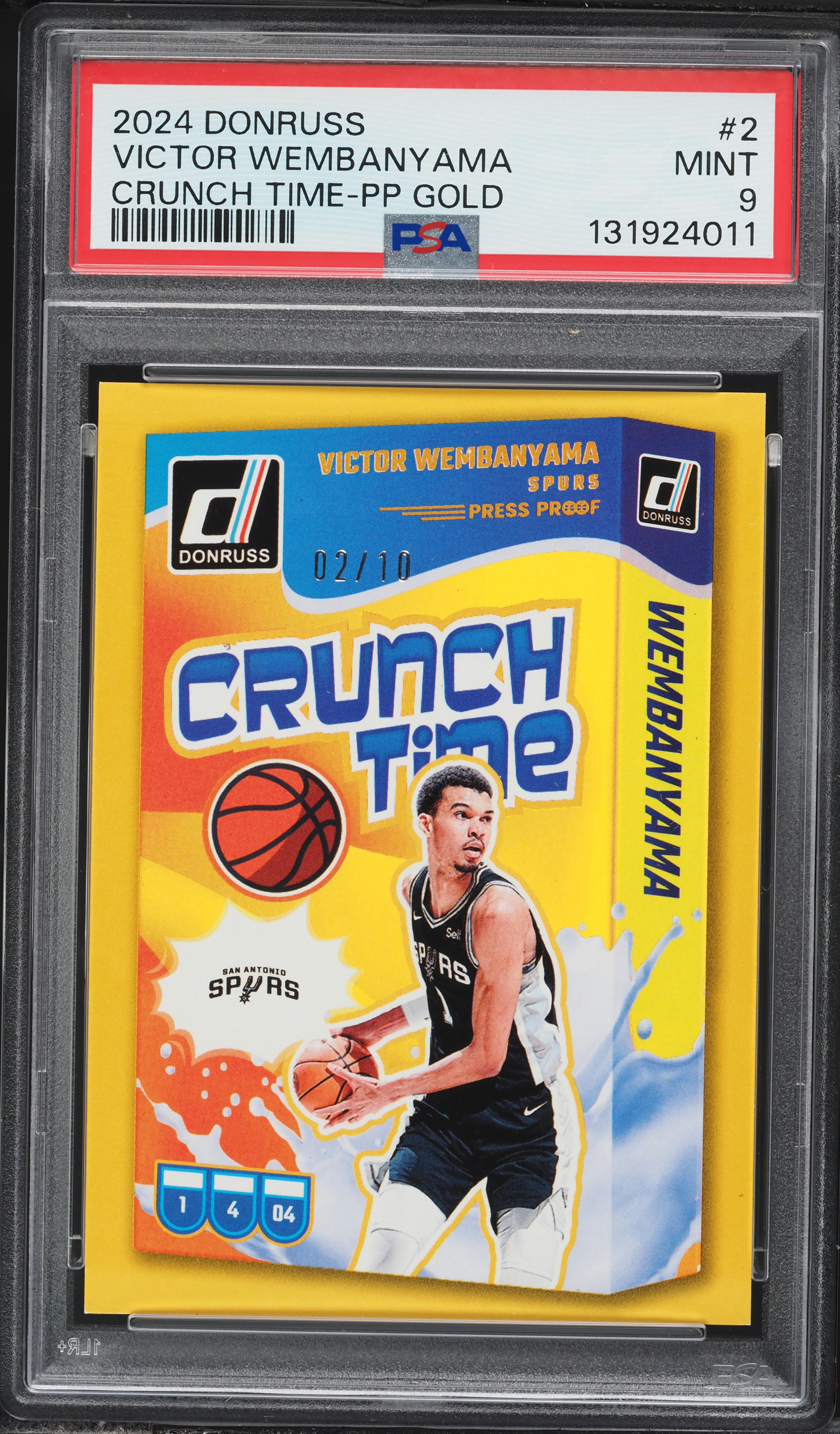 2024 Donruss Crunch Time PP Gold Victor Wembanyama /10 #2 PSA 9 