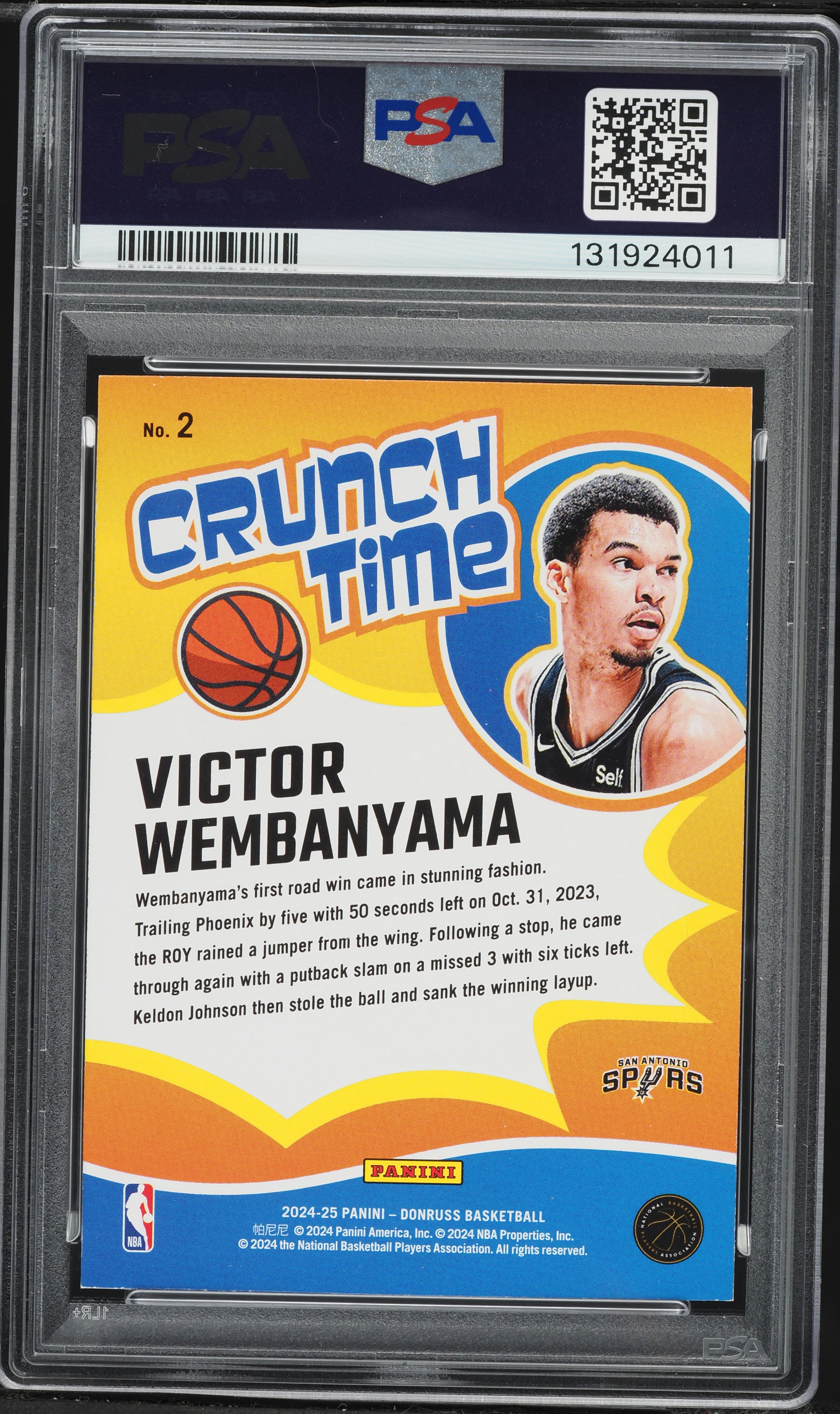 2024 Donruss Crunch Time PP Gold Victor Wembanyama /10 #2 PSA 9 