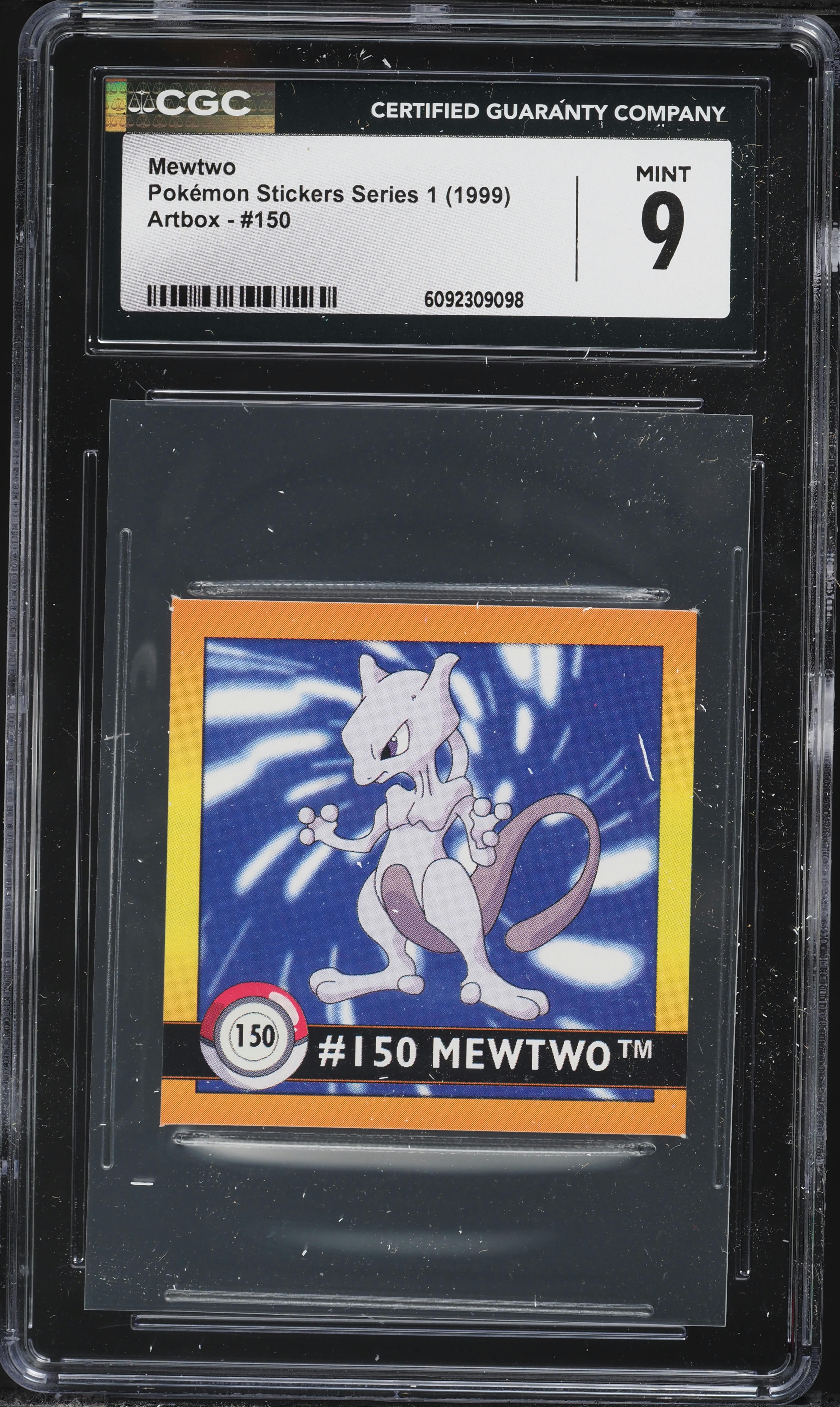 1999 Pokemon Artbox Stickers Series 1 Mewtwo #150 CGC 9 MINT on Fanatics Collect 1999 Pokemon Artbox Stickers Series 1 Mewtwo #150 CGC 9 MINT on Fanatics Collect