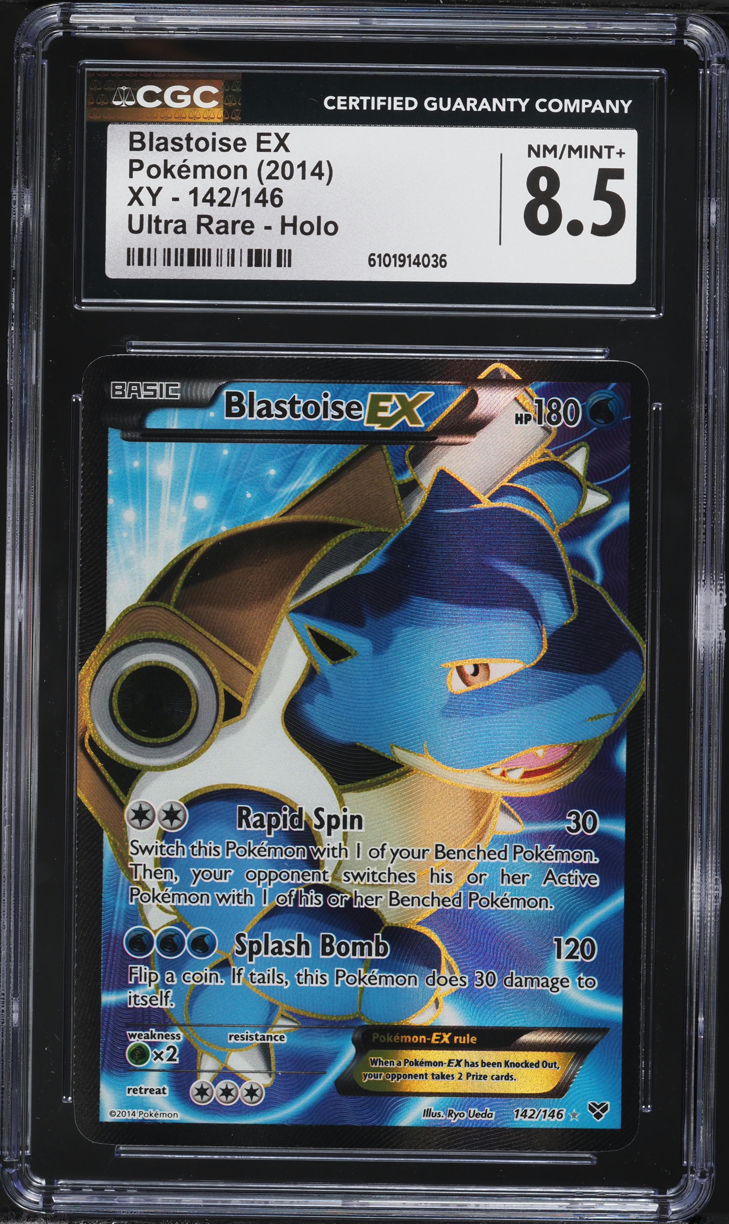 2014 Pokemon XY Full Art Blastoise EX #142 CGC 8.5 NM-MT+ on