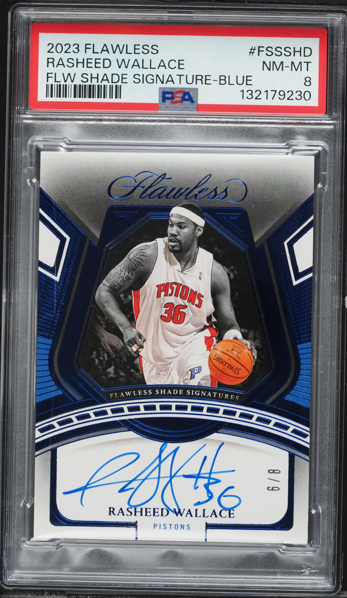 2023 Panini Flawless Shade Signatures Blue Rasheed Wallace AUTO /8 #FSS-SHD PSA 8 NM-MT