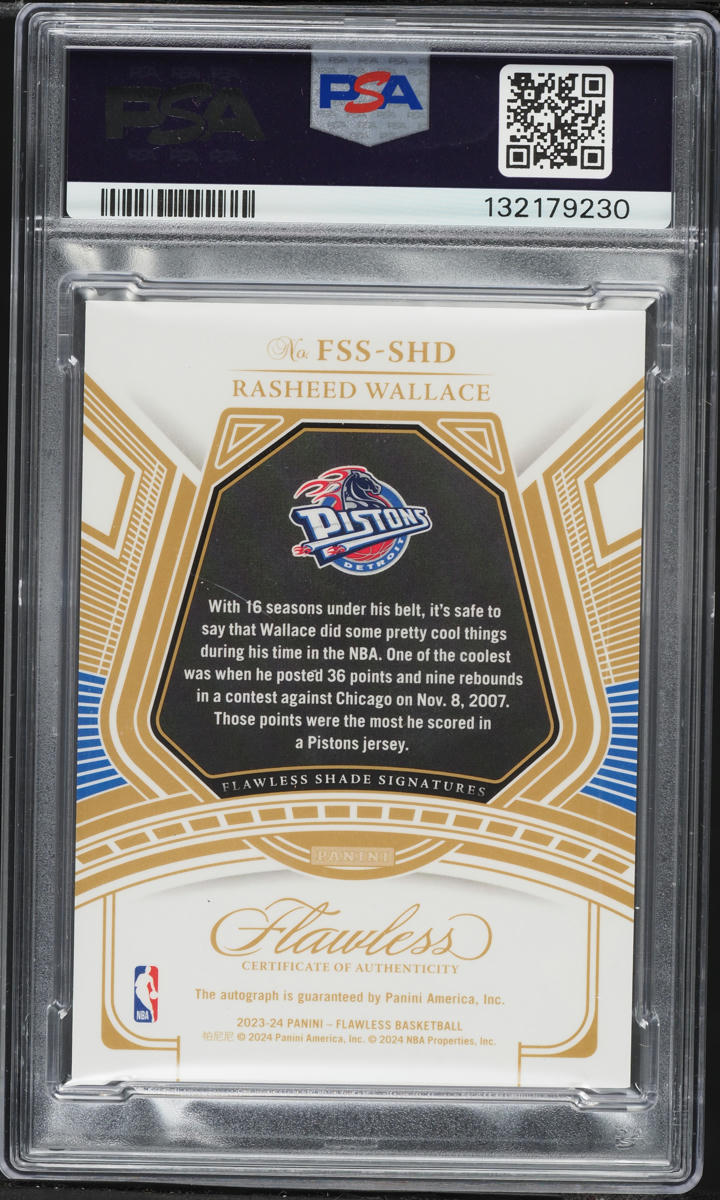 2023 Panini Flawless Shade Signatures Blue Rasheed Wallace AUTO /8 #FSS-SHD PSA 8 NM-MT