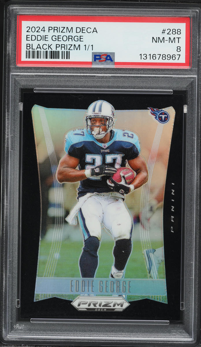 2024 Panini Prizm Deca Black Prizm Eddie George 1/1 #288 PSA 8 NM-MT