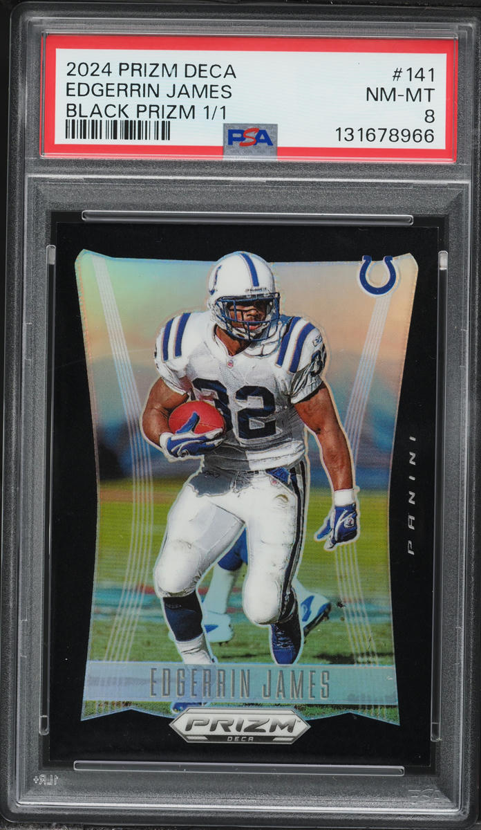 2024 Panini Prizm Deca Black Prizm Edgerrin James 1/1 #141 PSA 8 NM-MT