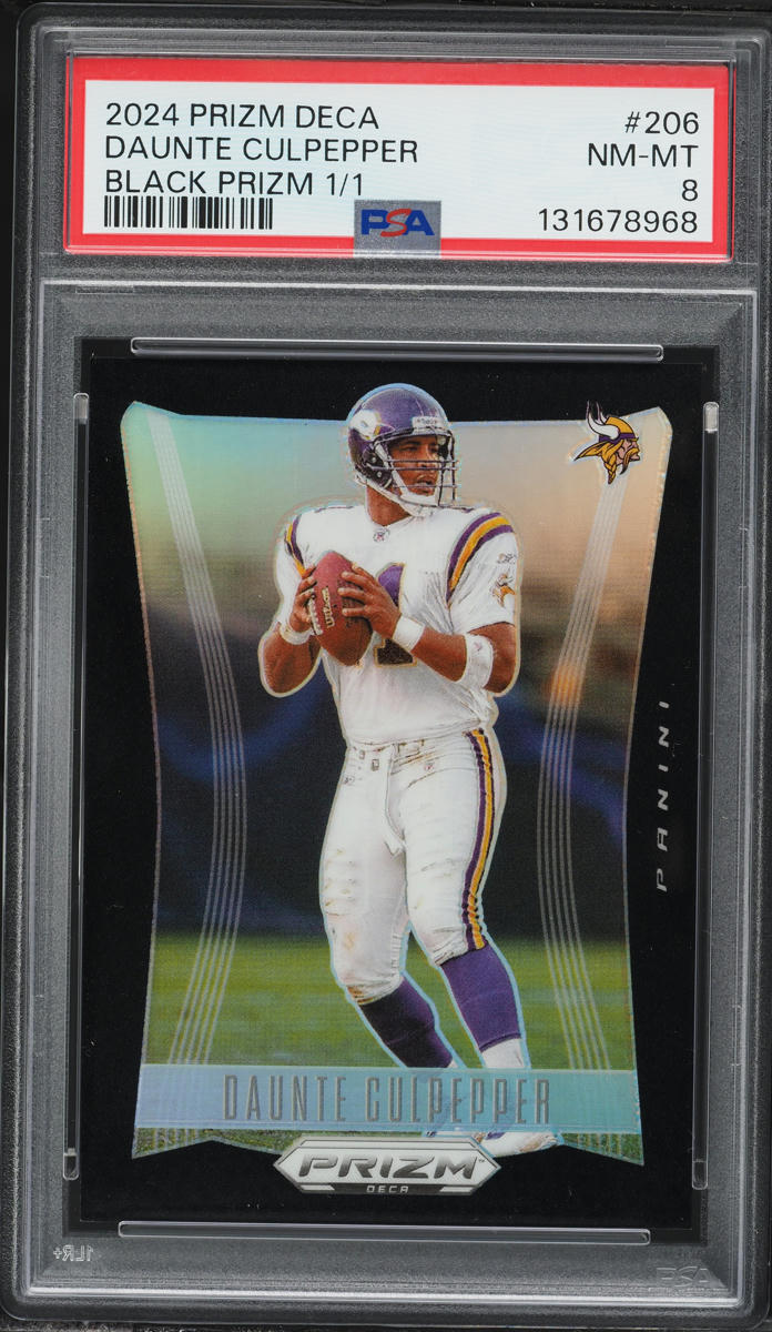 2024 Panini Prizm Deca Black Prizm Daunte Culpepper 1/1 #206 PSA 8 NM-MT