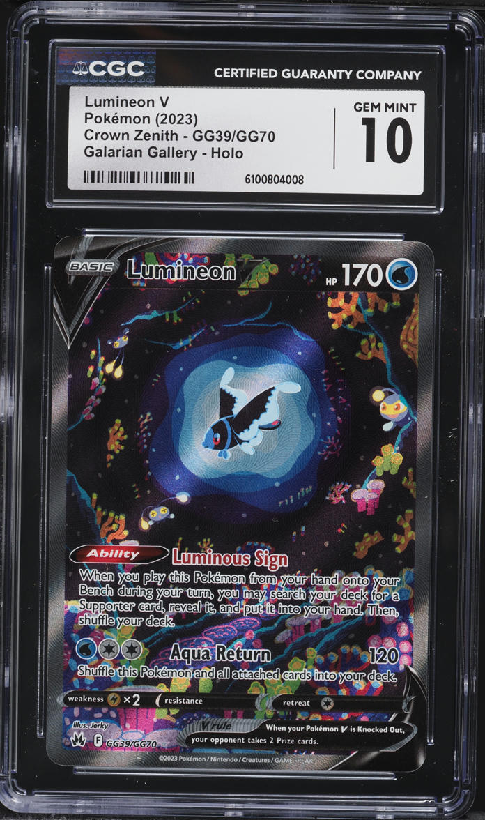 2023 Pokemon Sword & Shield Crown Zenith Alt Art Lumineon V #GG39 CGC 10 GEM MINT on Fanatics Collect 2023 Pokemon Sword & Shield Crown Zenith Alt Art Lumineon V #GG39 CGC 10 GEM MINT on Fanatics Collect