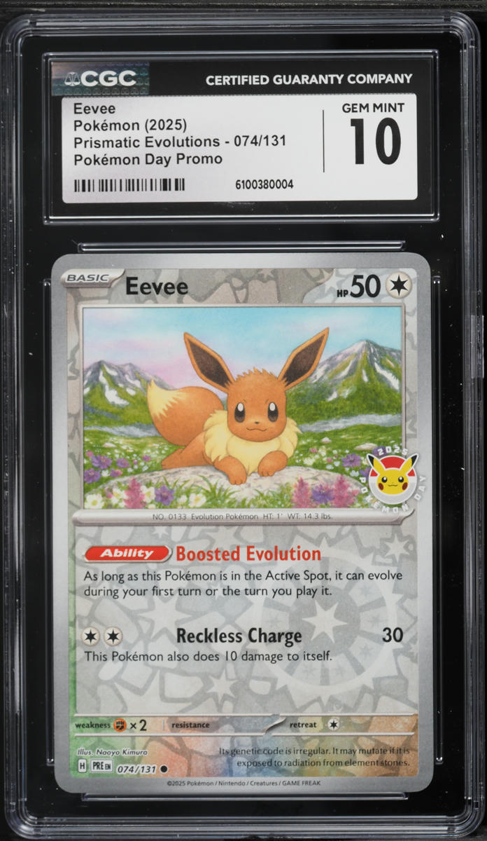 2025 Pokemon Scarlet & Violet Prismatic Evolutions Day Promo Eevee #74 CGC 10 GEM MINT