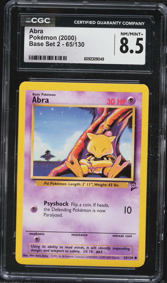 2000 Pokemon Base Set 2 Abra #65 CGC 8.5 NM-MT+