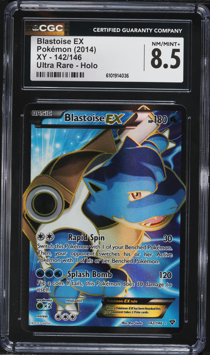 2014 Pokemon XY Full Art Blastoise EX #142 CGC 8.5 NM-MT+ on