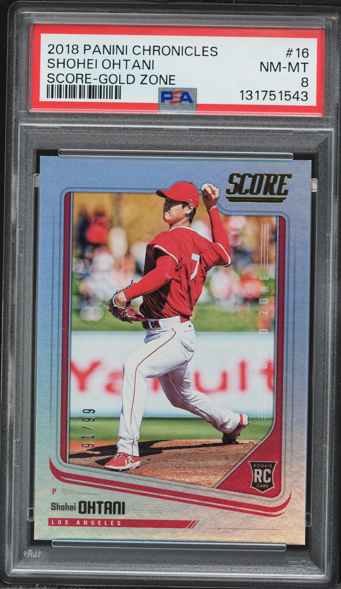 2018 Panini Chronicles Score Gold Zone Shohei Ohtani ROOKIE /99 #16 PSA 8 NM-MT