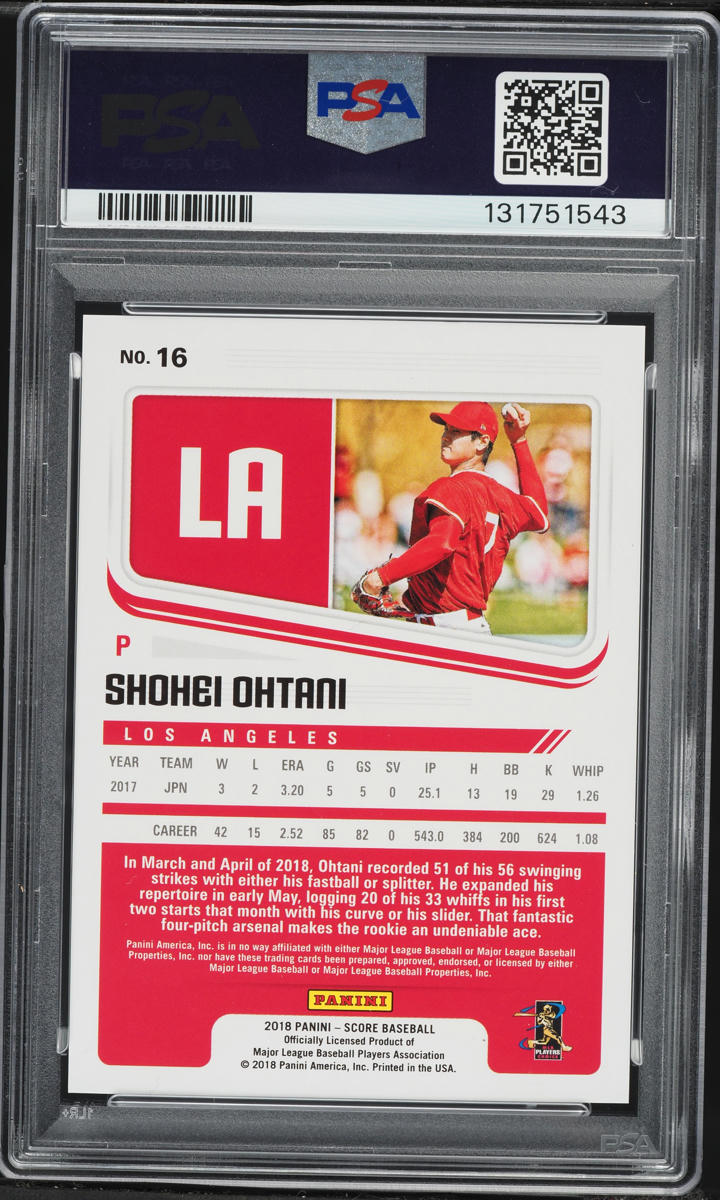2018 Panini Chronicles Score Gold Zone Shohei Ohtani ROOKIE /99 #16 PSA 8 NM-MT