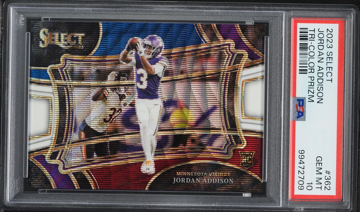 2023 Select Field Level Tri-Color Prizm Jordan Addison ROOKIE /75 #362 PSA 10 GEM MINT
