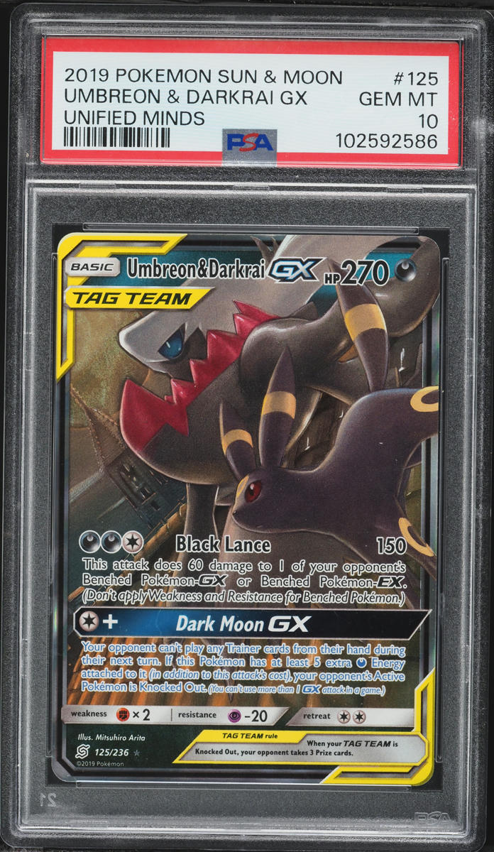 2019 Pokemon Sun & Moon Unified Minds Holo Umbreon & Darkrai GX #125 PSA 10 GEM MINT