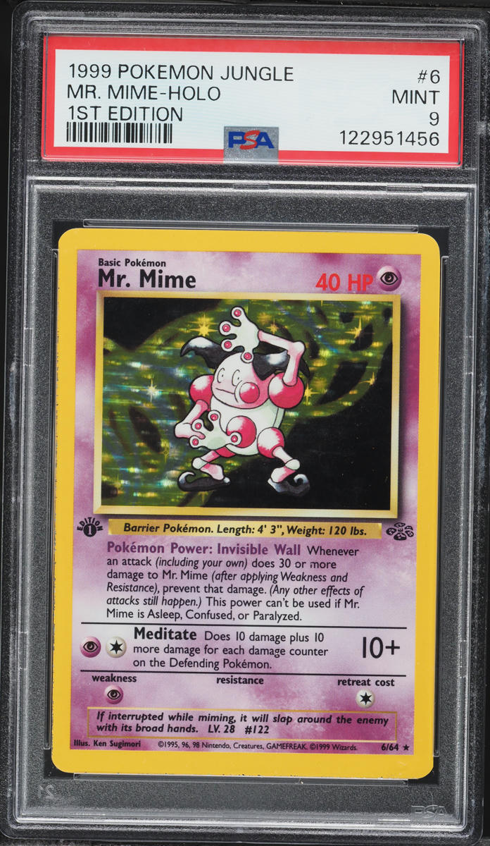 1999 Pokemon Jungle 1st Edition Holo Mr. Mime #6 PSA 9 MINT