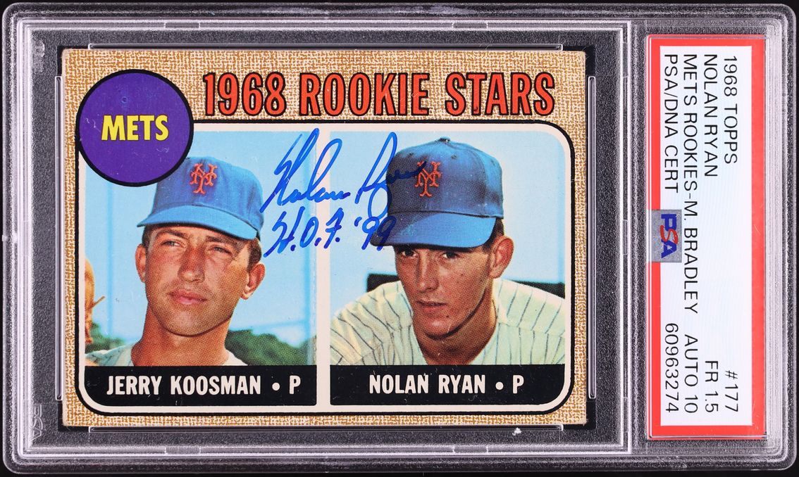 1968 Topps Milton Bradley Nolan Ryan ROOKIE AUTO #177 PSA/DNA AUTH