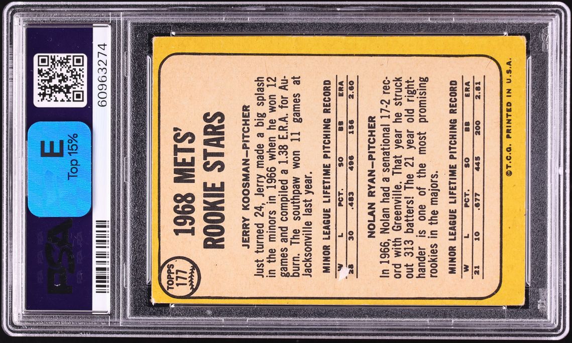 1968 Topps Milton Bradley Nolan Ryan ROOKIE AUTO #177 PSA/DNA AUTH