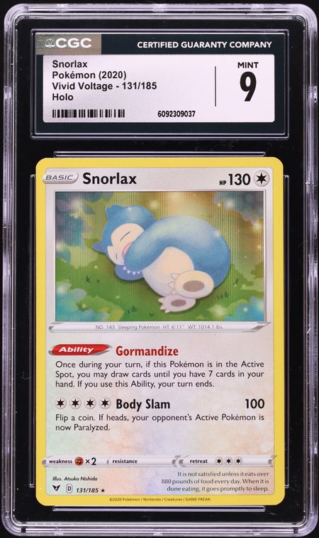 2020 Pokemon Sword & Shield Vivid Voltage Holo Snorlax #131 CGC 10 GEM MINT  on Fanatics Collect