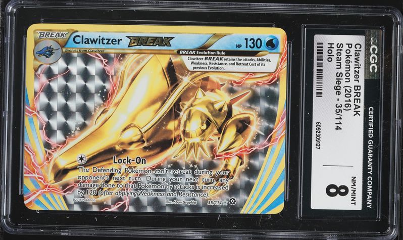2016 Pokemon XY Steam Siege Alt Art Clawitzer BREAK #35 CGC 8 NM-MT
