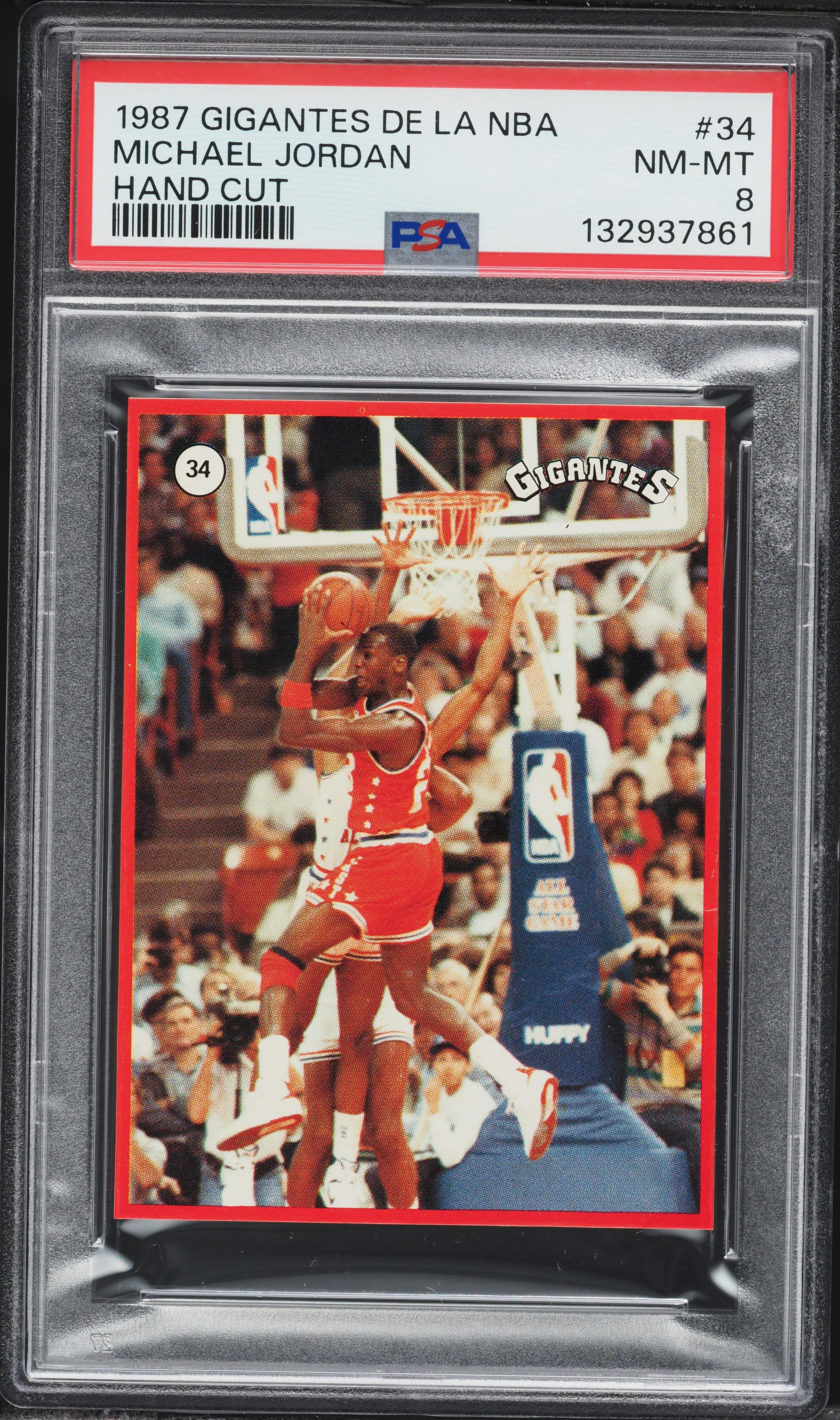 1987 Gigantes De La NBA Hand Cut Michael Jordan #34 PSA 8 NM-MT on