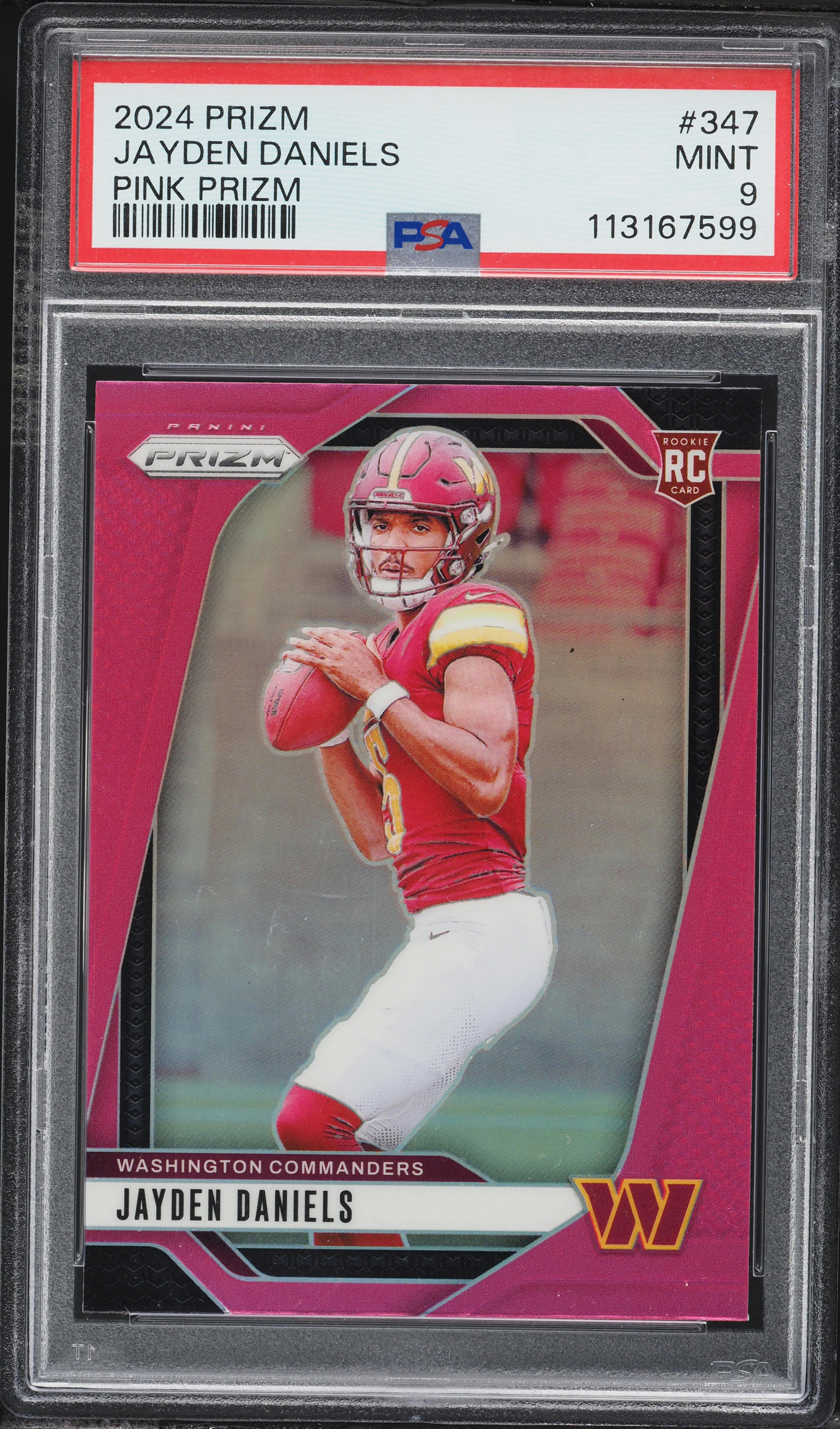 2024 Panini Prizm Pink Jayden Daniels ROOKIE #347 PSA 9 MINT on
