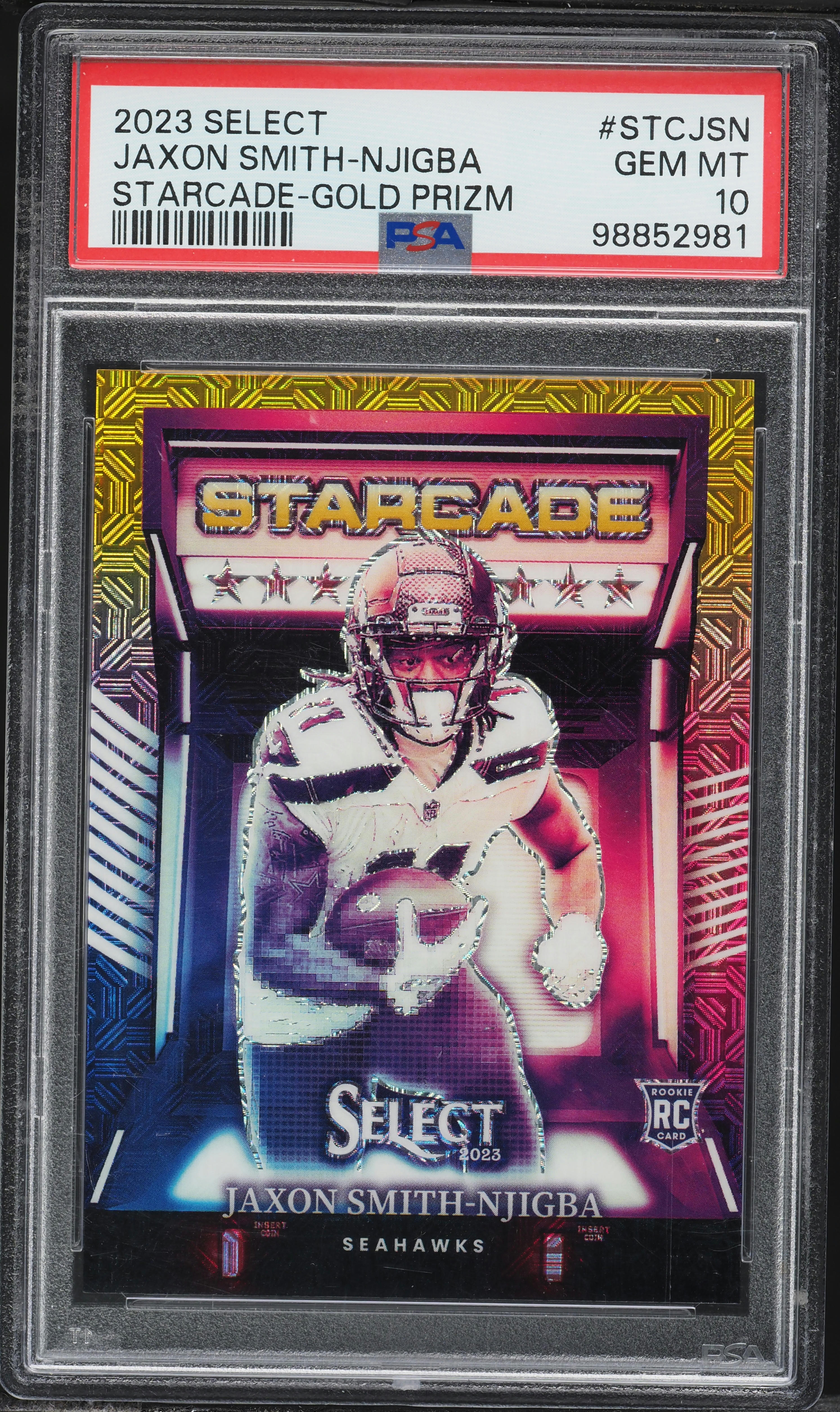 10th Anniversary Special Editionシリアル付き 2023 Select Starcade Gold Prizm Jaxon Smith-Njigba ROOKIE /10