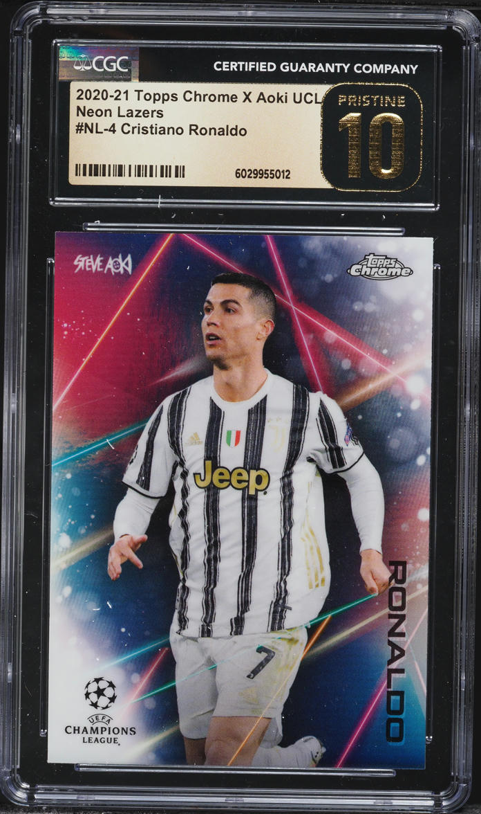 2020 Topps Chrome X Aoki UEFA Champions League Neon Lazers Cristiano Ronaldo CGC 10 PRISTINE