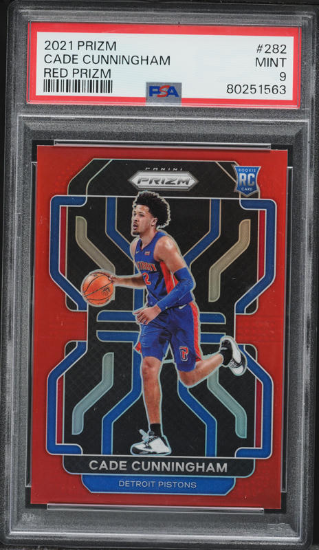2021 Panini Prizm Green Cade Cunningham ROOKIE #282 PSA 9 MINT on 