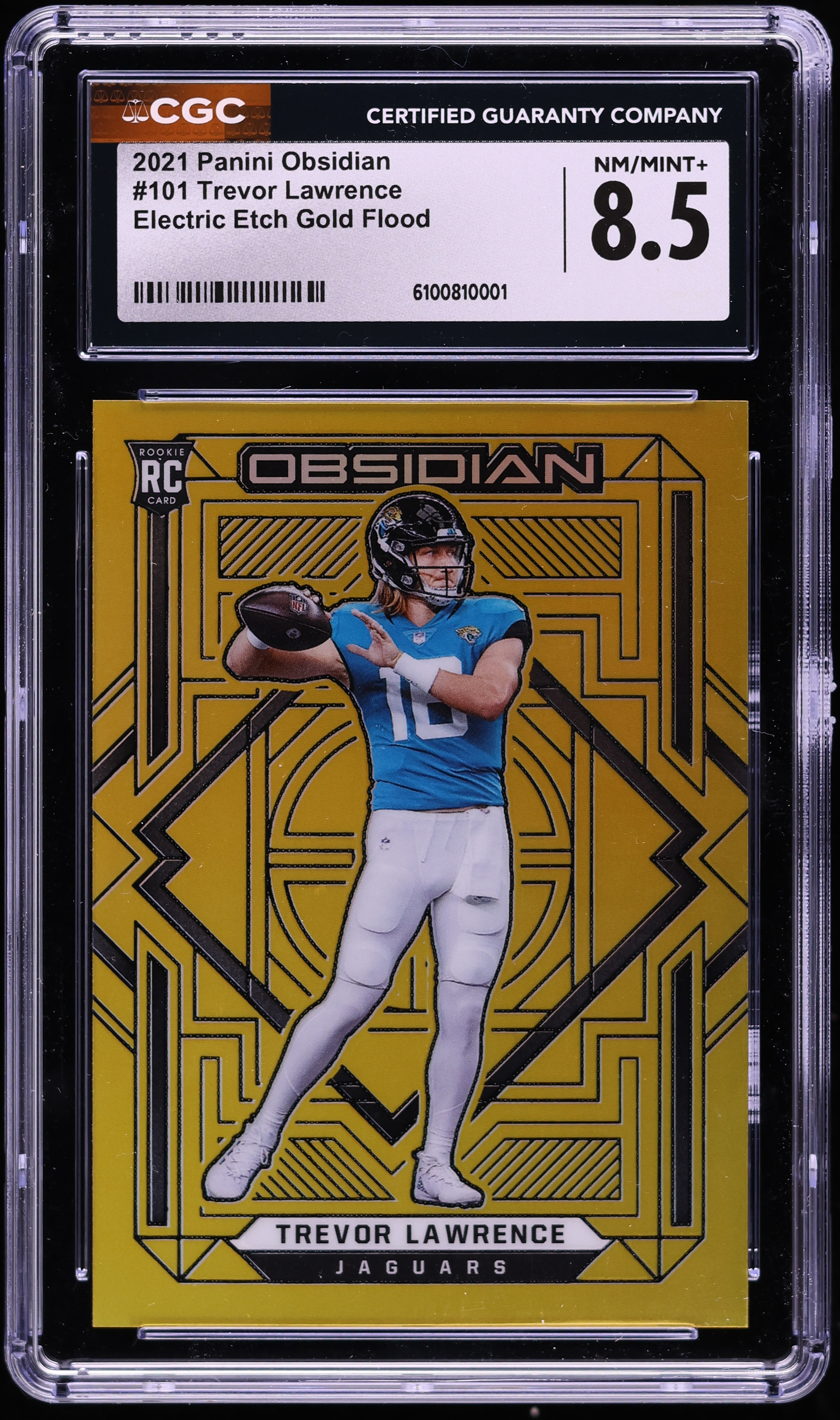 2021 Panini Obsidian Electric Etch Gold Flood Trevor Lawrence