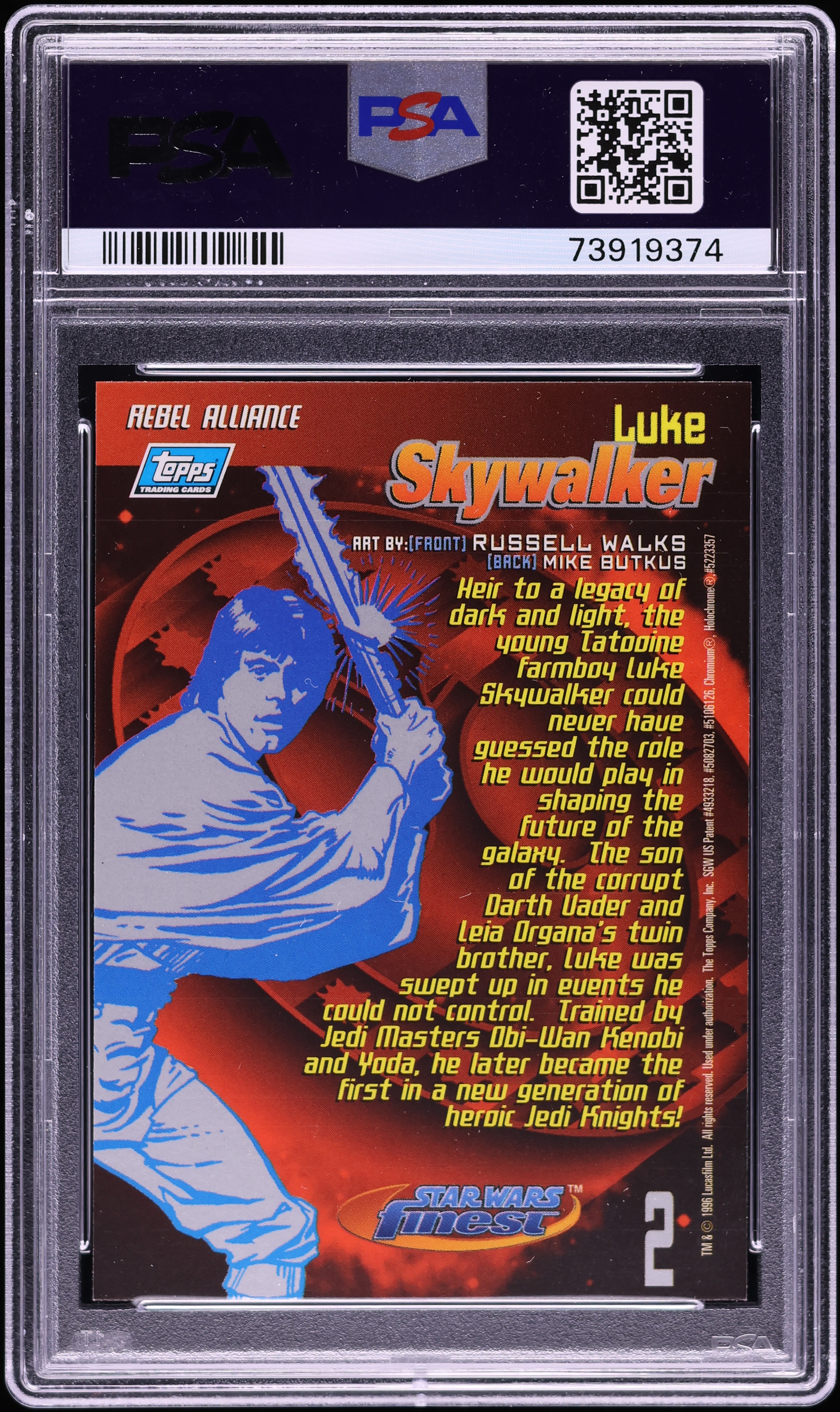 1996 Star Wars Finest Luke Skywalker #2 PSA 10 GEM MINT on