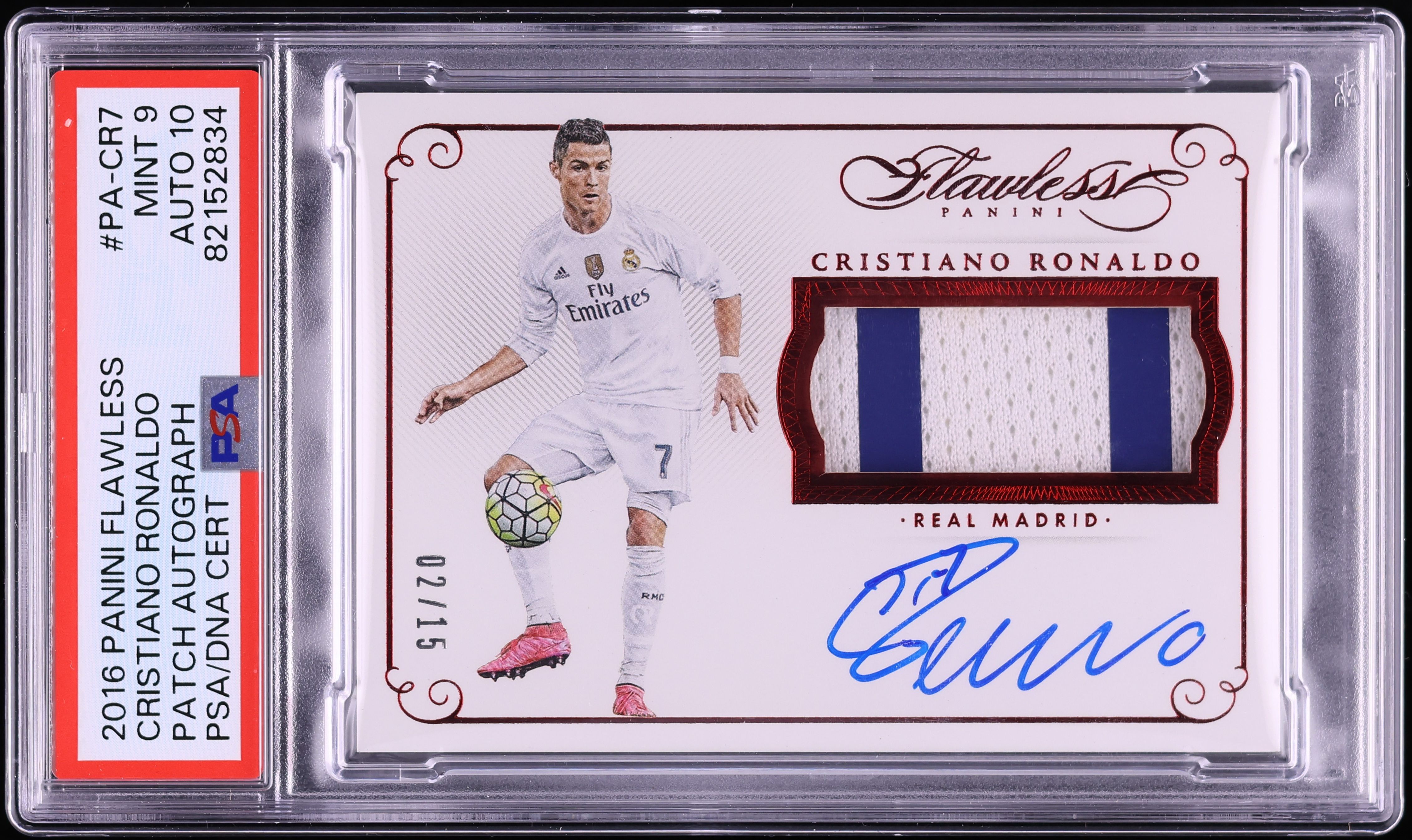 2015 Panini Flawless Ruby Cristiano Ronaldo PATCH AUTO DNA 10 /15 