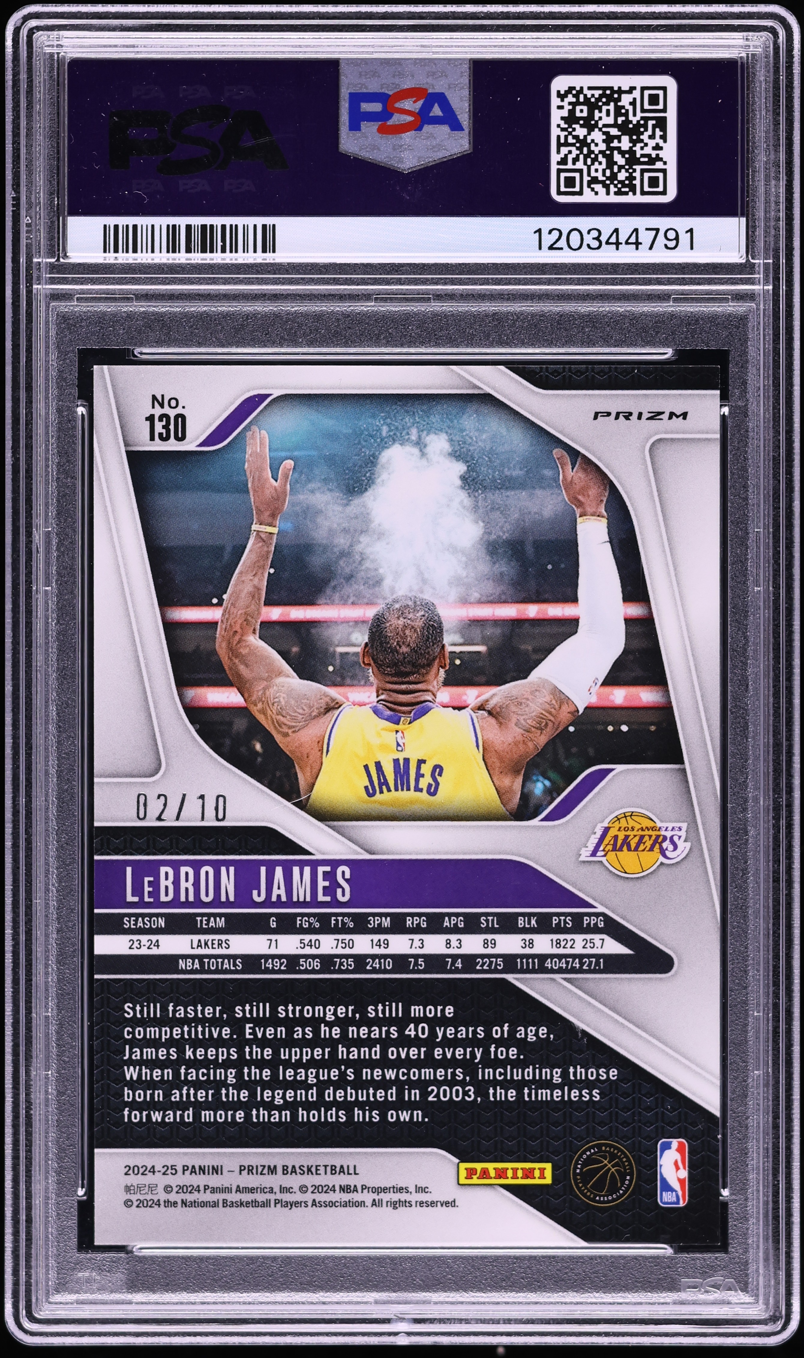 2024 Panini Prizm Gold Ice LeBron James /10 #130 PSA 9 MINT on