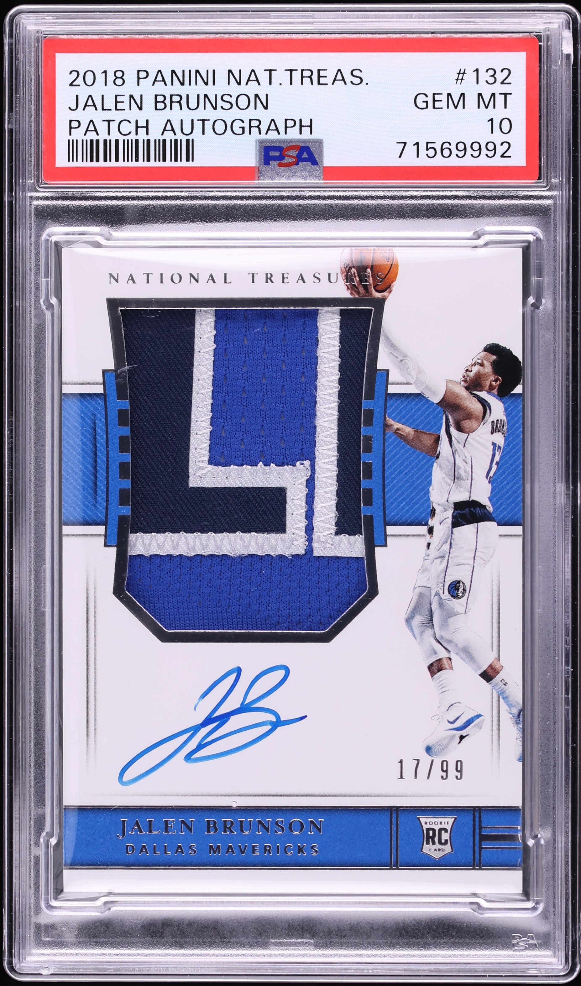 2018 National Treasures Jalen Brunson ROOKIE PATCH AUTO /99 #132 