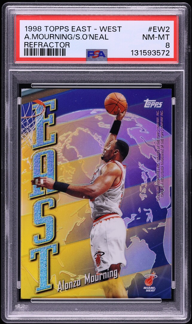 1998 Topps East West Refractor Alozno Mourning Shaquille O'Neal #EW2 PSA 8 NM-MT
