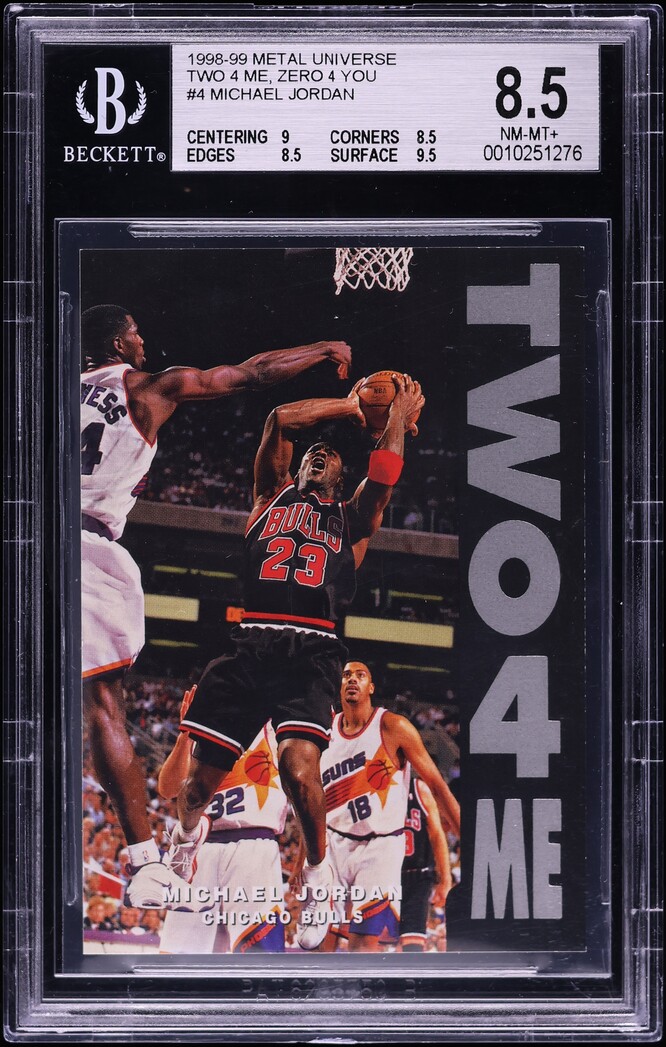 1998 Metal Universe Two For Me Zero For You Michael Jordan #4 BGS 8.5 NM-MT+