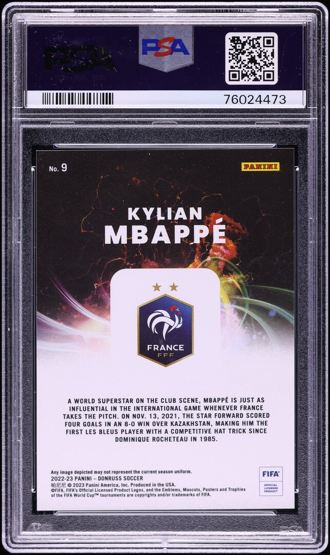 2022 Donruss FIFA Night Moves Kylian Mbappe #9 PSA 10 GEM MINT