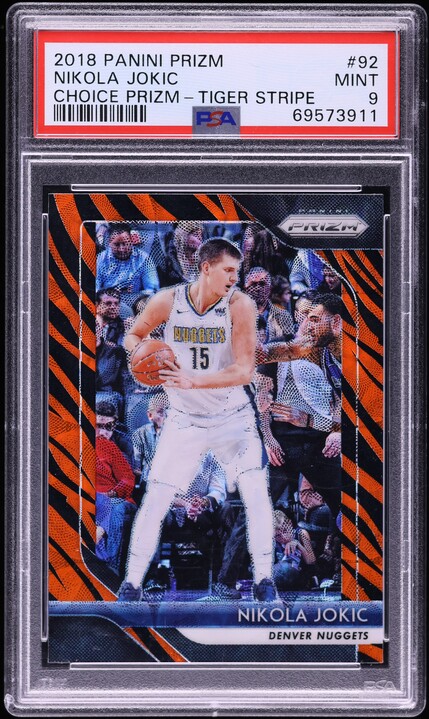 2018 Panini Prizm Choice Tiger Stripe Nikola Jokic #92 PSA 9 MINT