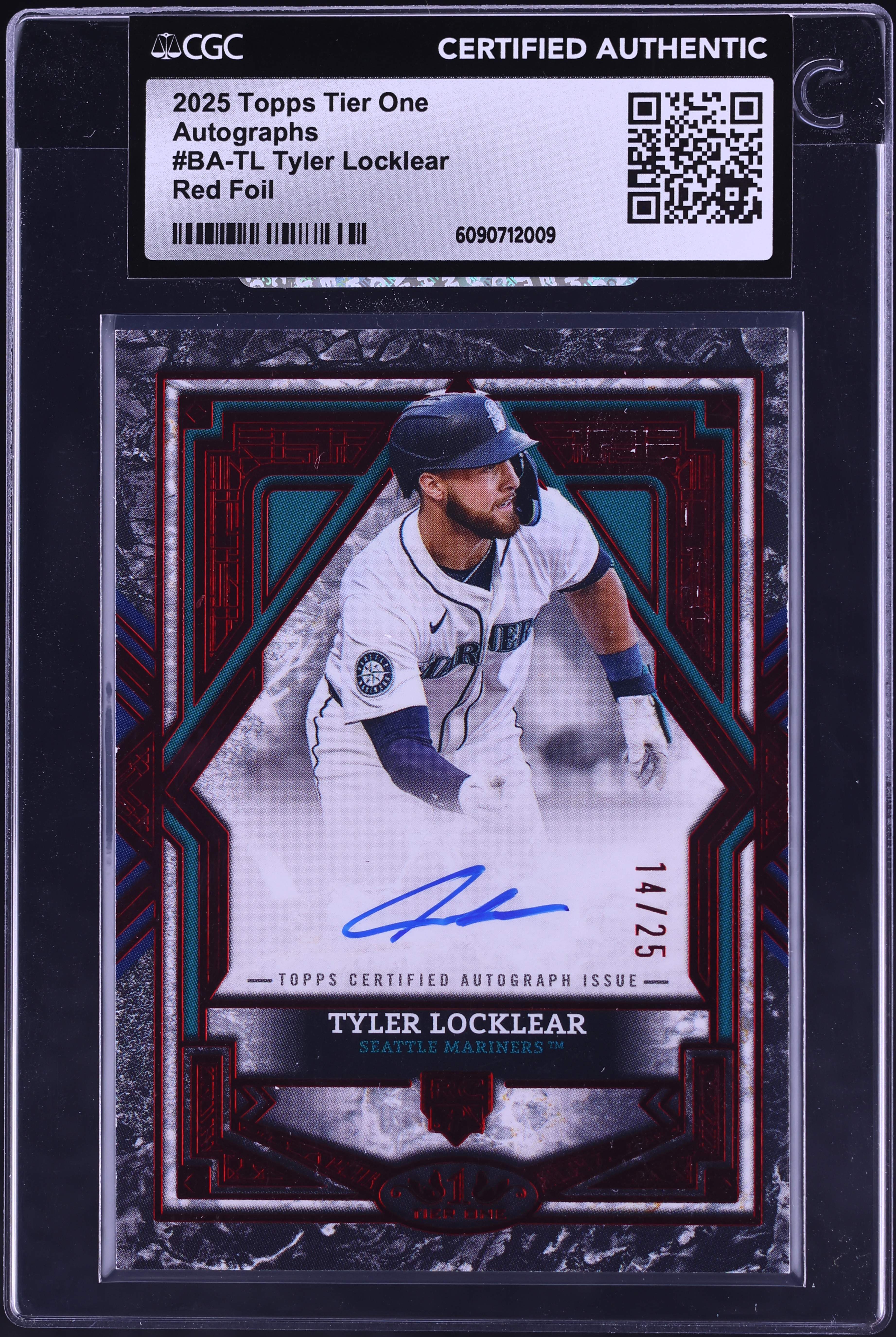 2025 Topps Tier One Red Foil Tyler Locklear ROOKIE AUTO /25 #BA-TL