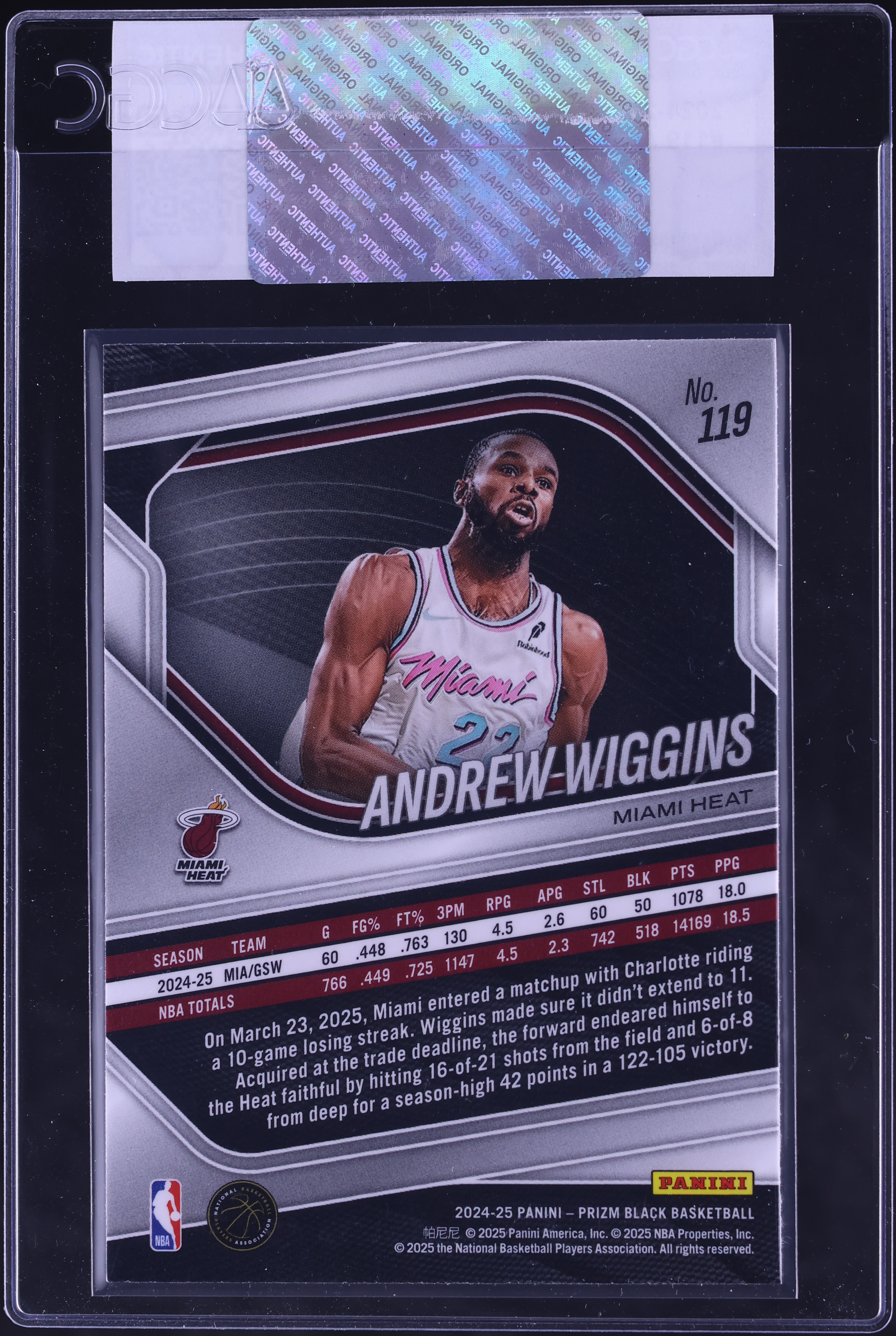 2024 Panini Prizm Black Andrew Wiggins #119 CGC AUTH on Fanatics