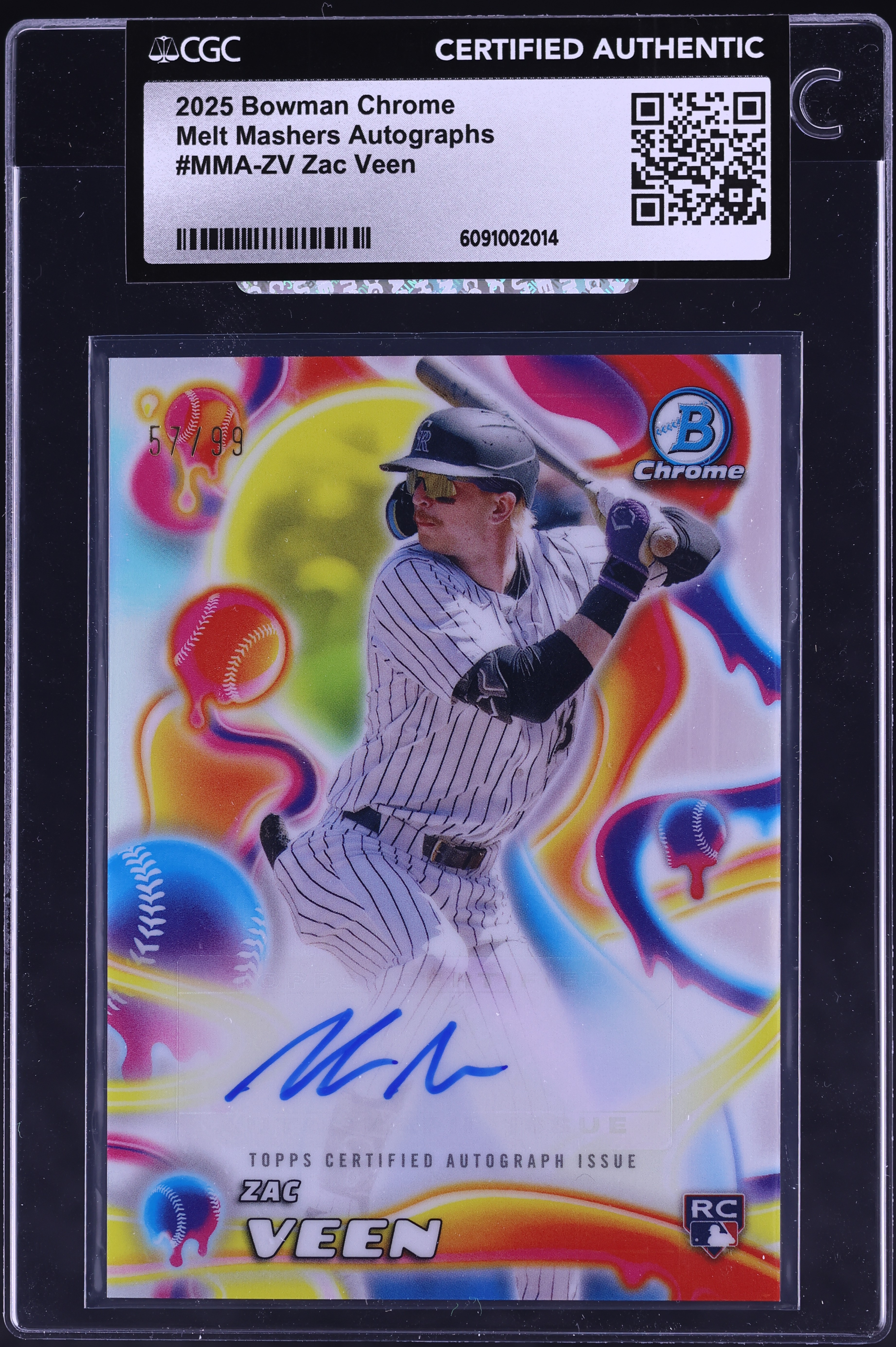 2025 Bowman Chrome Melt Mashers Zac Veen ROOKIE AUTO /99 #MMA-ZV